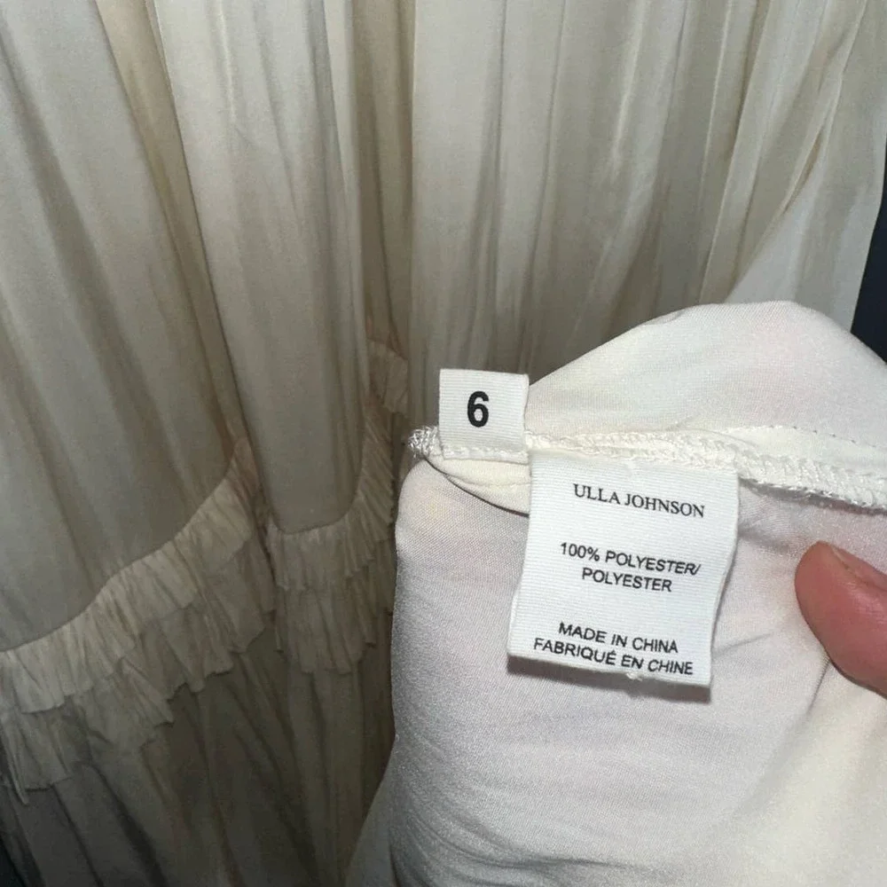 Ulla Johnson Jolee Plisse Satin Midi Dress in Ivory Size 6 Pleated Cream Gown - Picture 9 of 11